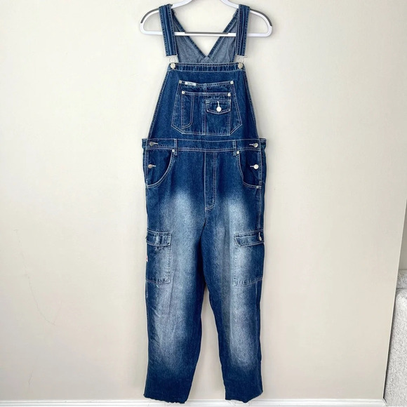 Vintage Revolt Cargo Denim Overalls - Picture 1 of 7